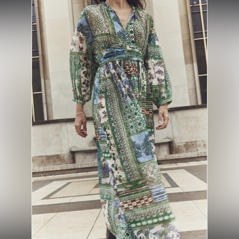 Zara Patchwork Print Maxi Dress